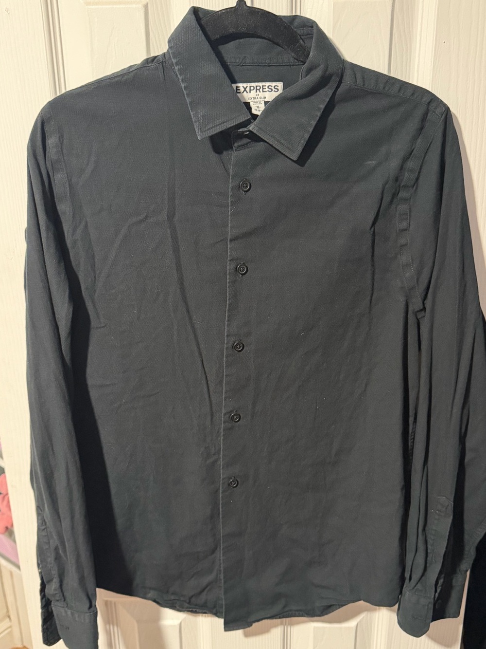 Express Men's Long-Sleeve Button-Up Shirt - Charcoal Gray